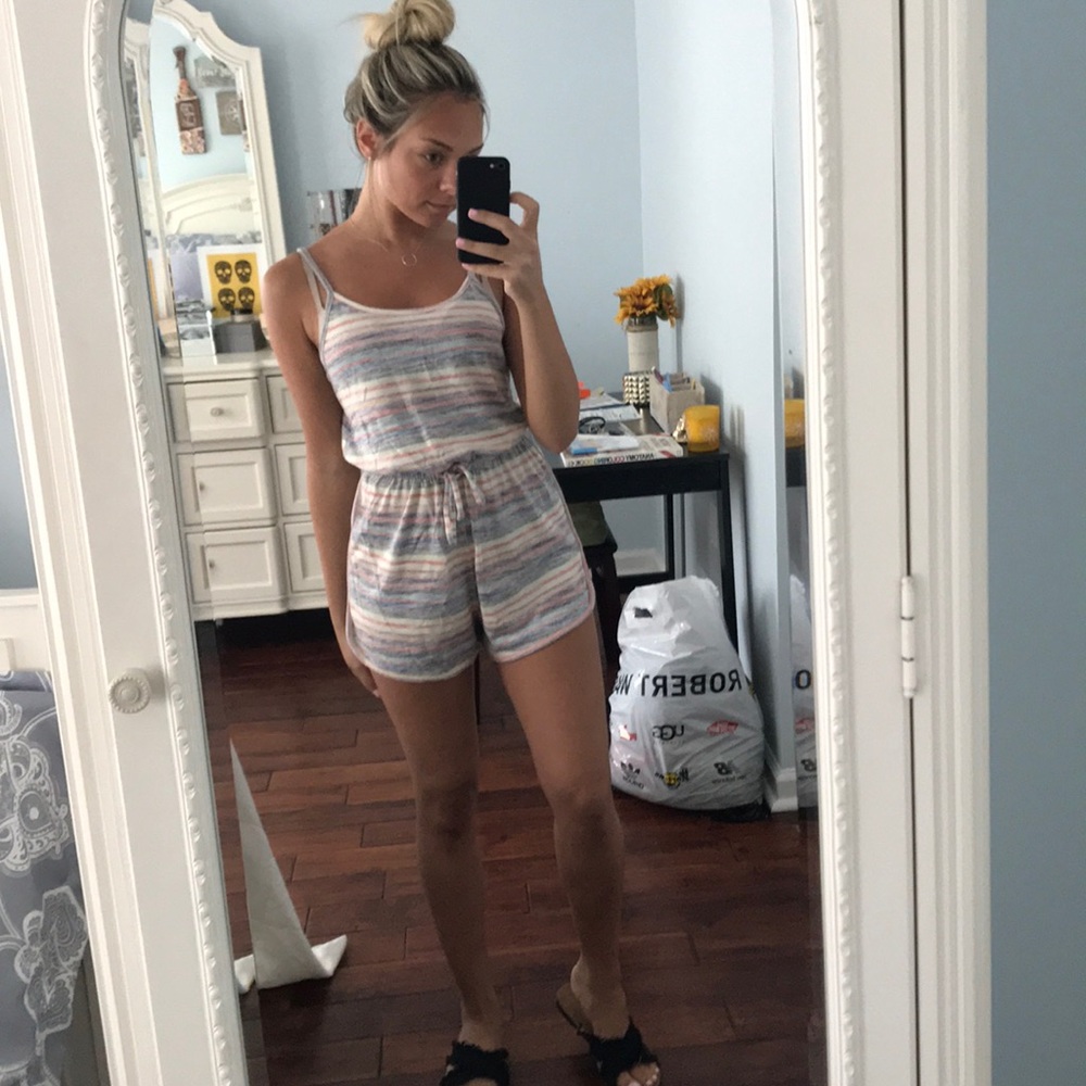 Washed multi-colored knit romper